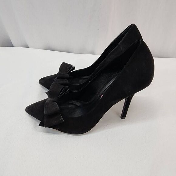 Steven by Steve Madden Size 8 Ravesh Black Suede Pumps W/Bow 4.25" Heel - Picture 5 of 9
